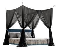 Panarciss 4 Corner Mosquito Net for Bed, Black Canopy Bed Curtains for Full Queen King Size Bed, Gothic Bed Canopy for Patio Indoor Outdoor, Halloween Decoration