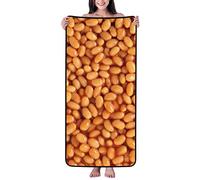 PanaRL Baked Beans Beach Towel Coral Fleece Bath Towels, Absorbent Towel Soft Beach Blanket 69x140 cm