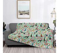 PanaRL Blanket Greyhounds Florals Cute Mint Vintage Les Fleurs Cute Dogs Warm Flannel Fleece Plush Throw Blanket As Bed Cover/Bed Sheets 150 X 200 cm