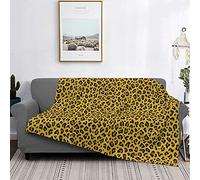 PanaRL Blanket Leopard Print In Mustard Yellow Warm Flannel Fleece Plush Soft Sofa Throw Blanket As Bed Cover/Bed Sheets 125 X 150 cm
