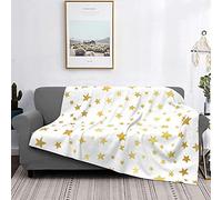 PanaRL Blanket Seamless Background Stars Gold Foil White Warm Flannel Fleece Plush Soft Sofa Throw Blanket As Bed Cover/Bed Sheets 125 X 150 cm