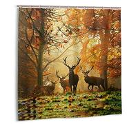 PanaRL Deers In The Wood Shower Curtains For Bathroom Decor Waterproof Polyester Fabric Bath Curtains 183 X 183 cm