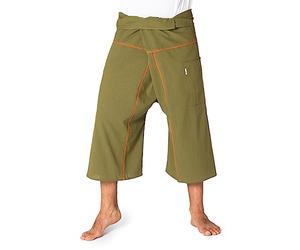 PANASIAM Fisherman Pants Stripe-Design 3/4, Olive Green, XL