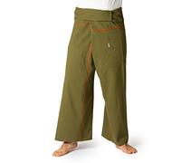 PANASIAM Fisherman Pants Stripe-Design, Olive Green, L