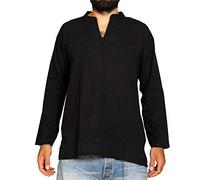 PANASIAM Fisherman Summer Shirt, Made of Extra-Thin, fine & Soft Cotton, Black and White in M, L, XL & XXL, Button-Free