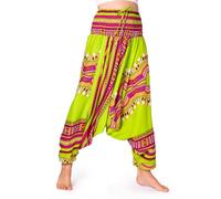 PANASIAM Harem Trousers Dashiki Unisex - 2in1 Aladdin Trousers & Jumpsuit | Yoga trousers with low crotch, African pattern, GOA boho style, lightweight summer trousers, 100% viscose