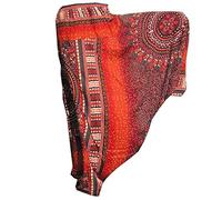 PANASIAM Harem Trousers for Women & Men - Aladdin Trousers - Ethnic Style | Colourful Maoi design, lightweight summer viscose trousers, elastic waistband, drop crotch, ideal for yoga, beach & festivals