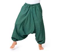 PANASIAM Harem Trousers for Women & Men - Unisex Cotton Trousers | Aladdin trousers, coarse woven with striped texture, loose fit, yoga, travel & daily, elastic waist, big pocket, drop crotch
