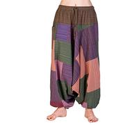 PANASIAM Harem Trousers for Women & Men - Unisex Cotton Trousers | Aladdin trousers, coarse woven with striped texture, loose fit, yoga, travel & daily, elastic waist, big pocket, drop crotch