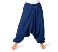 PANASIAM Harem Trousers for Women & Men - Unisex Cotton Trousers | Aladdin trousers, coarse woven with striped texture, loose fit, yoga, travel & daily, elastic waist, big pocket, drop crotch