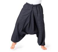 PANASIAM Harem Trousers for Women & Men - Unisex Cotton Trousers | Aladdin trousers, coarse woven with striped texture, loose fit, yoga, travel & daily, elastic waist, big pocket, drop crotch