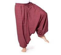 PANASIAM Harem Trousers for Women & Men - Unisex Cotton Trousers | Aladdin trousers, coarse woven with striped texture, loose fit, yoga, travel & daily, elastic waist, big pocket, drop crotch