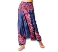 PANASIAM Harem Trousers Peacock - Women's 2-in-1 Harem Pants & Jumpsuit | Yoga trousers with drop crotch, GOA boho style, oriental Aladdin pants, lightweight summer trousers, 100% viscose