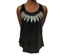 PANASIAM Simple Top, 001 Feather Design, Black, Size M