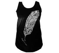PANASIAM Simple Top, 002 Feather Design, Black, Size M