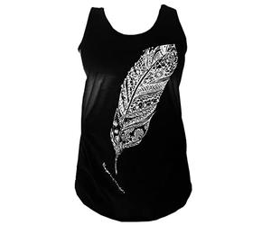 PANASIAM Simple Top, 002 Feather Design, Black, Size M
