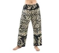 PANASIAM Women's Beach Trousers - Wide Summer Trousers - Turtle Print | Harem Trousers Atlantic, 100% viscose, light lounge trousers with elastic waistband & pockets, maritime turtle & shell design