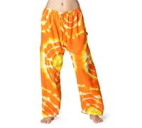 PANASIAM Women's Light Summer Trousers - Beach & Lounge Trousers - Wide Leg | Harem Trousers Sunrise, 100% viscose, lightweight lounge trousers with elastic waistband & pockets, vibrant tie-dye batik