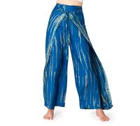 PANASIAM Women's Wrap Trousers - Wide Leg Palazzo Trousers, Tie-Dye | Lightweight summer trousers, culottes, 100% viscose, straight cut, wide leg, adjustable waist 24-44 in, boho Sunshine Pants