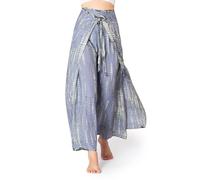 PANASIAM Women's Wrap Trousers - Wide Leg Palazzo Trousers, Tie-Dye | Lightweight summer trousers, culottes, 100% viscose, straight cut, wide leg, adjustable waist 24-44 in, boho Sunshine Pants