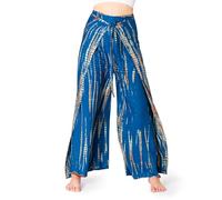 PANASIAM Women's Wrap Trousers - Wide Leg Palazzo Trousers, Tie-Dye | Lightweight summer trousers, culottes, 100% viscose, straight cut, wide leg, adjustable waist 24-44 in, boho Sunshine Pants