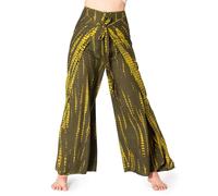 PANASIAM Women's Wrap Trousers - Wide Leg Palazzo Trousers, Tie-Dye | Lightweight summer trousers, culottes, 100% viscose, straight cut, wide leg, adjustable waist 24-44 in, boho Sunshine Pants