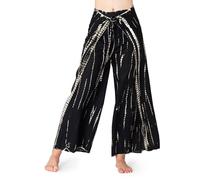 PANASIAM Women's Wrap Trousers - Wide Leg Palazzo Trousers, Tie-Dye | Lightweight summer trousers, culottes, 100% viscose, straight cut, wide leg, adjustable waist 24-44 in, boho Sunshine Pants