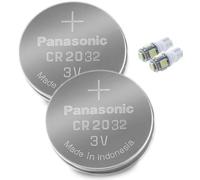 Panasonic 2 x CR2032 3V Lithium Button Cell Batteries + 2 x LED Bulbs