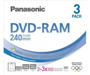 Panasonic 3x speed, 9.4GB, double sided 3 pack DVD-RAM Disc