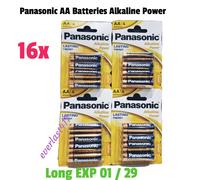 Panasonic AA Alkaline Power Batteries LR6 1.5V Longest Lasting Energy 16x