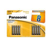 Panasonic, Alkaline Power, AAA alkaline batteries, 8 pieces, Micro, LR03, 1.5V, Anti-Leak Protection, 7 years of storage, best for remote controls, scales, clocks, long-lasting, reliable power