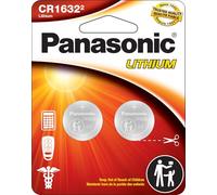 Panasonic CR1632 3.0 Volt Long Lasting Lithium Coin Cell Batteries in Child Resistant, Standards Based Packaging, 2-Battery Pack