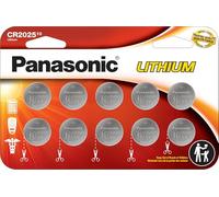 Panasonic CR2025 3.0 Volt Long Lasting Lithium Coin Cell Batteries in Child Resistant, Standards Based Packaging, 10 Count(Pack of 1)