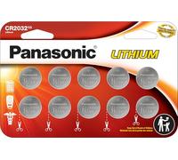 Panasonic CR2032 3.0 Volt Long Lasting Lithium Coin Cell Batteries in Child Resistant, Standards Based Packaging, 10 Pack
