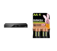 Panasonic DMR-EX97EB-K DVD Recorder with Freeview HD, Black & Duracell Rechargeable AA Batteries (Pack of 4), 2500 mAh NiMH, pre-charged, Our No. 1 Longest Lasting Rechargable battery