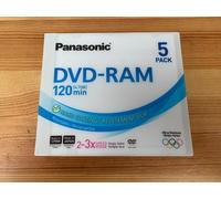 Panasonic DVD-RAM Disc 4.7GB 120min (5 Pack) 2-3x Rewritable Hard Coating NEW