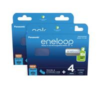eneloop, AAA/Micro, Rechargeable Battery, Pack of 4, Capacity of 800 mAh, Ready-to-Use Ni-MH Batteries, 2000 Recharge Cycles, Plastic Free Packaging, Standard, White