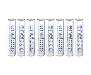 Panasonic Eneloop AAA Micro 750mAh Eneloop NiMH Ready to Use Rechargeable Battery BK-4MCCE (8 Classic Batteries),White
