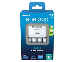 Panasonic Eneloop Basic Charger + 4 AA Rechargeable 2000 mAh batteries BQ-CC51E