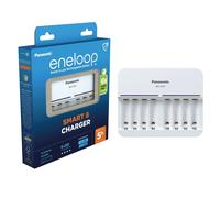 Panasonic eneloop Smart 8 charger | for 1-8 AA/AAA Ni-MH batteries, with 8 LED indicators & 9 safety features (UK plug)