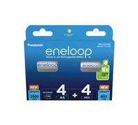 eneloop combo Ni-MH battery pack, 4x AA/Mignon batteries + 4x AAA/Micro batteries, rechargeable battery, NEW upgraded min. capacity 2000 mAh + 800 mAh