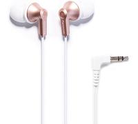 Panasonic ErgoFit Wired Earbuds, In-Ear Headphones with Dynamic Crystal-Clear Sound and Ergonomic Custom-Fit Earpieces (S/M/L), 3.5mm Jack for Phones and Laptops, No Mic - RP-HJE120-N (Rose Gold)