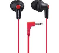 Panasonic ErgoFit Wired Earbuds, in-Ear Headphones with Dynamic Crystal-Clear Sound and Ergonomic Custom-Fit Earpieces (S/M/L),3.5mm Jack for Phones and Laptops, No Mic-RP-HJE120-KB (Matte Black/Red)