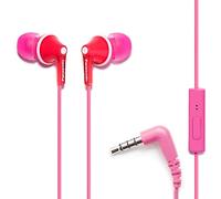 Panasonic ErgoFit Wired Earbuds, In-Ear Headphones with Microphone and Call Controller, Ergonomic Custom-Fit Earpieces (S/M/L), 3.5mm Jack for Phones and Laptops - RP-TCM125-P (Pink)