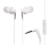 Panasonic ErgoFit Wired Earbuds, In-Ear Headphones with Microphone and Call Controller, Ergonomic Custom-Fit Earpieces (S/M/L), 3.5mm Jack for Phones and Laptops - RP-TCM125-W (White)