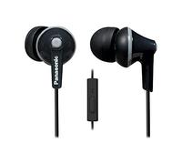 Panasonic ErgoFit Wired Earbuds, In-Ear Headphones with Microphone and Call Controller, Ergonomic Custom-Fit Earpieces (S/M/L), 3.5mm Jack for Phones and Laptops - RP-TCM125-K (Black)