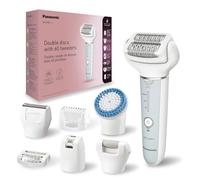 Panasonic ES-EY90-A511 Wet and Dry Epilator, Double Disc with 60 Tweezers, Flexible 90 Degrees Pivoting Head, 3 Speed Setting and LED Light, Up to 30 Minutes Operation Time