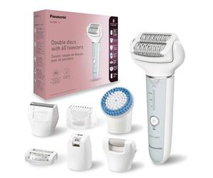 Panasonic ES-EY90-A511 Wet and Dry Epilator, Double Disc with 60 Tweezers, Flexible 90° Pivoting Head, 3 Speed Seting & LED Light, Up to 30 Minutes Operation Time.
