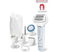 Panasonic ES-EY90-A511 Wet and Dry Epilator, Double Disc with 60 Tweezers, Flexible 90 Degrees Pivoting Head, 3 Speed Setting and LED Light, Up to 30 Minutes Operation Time