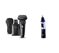 Panasonic ES-LV97 5-Blade Wet & Dry Electric Shaver and ER-GN30 Nose, Ear and Facial Hair Trimmer for Men - Black (2 Pin UK Plug)